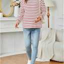 RoseSeek Women's Long Sleeve Crew Neck Maternity Sweatshirt Pullover Tops | Long Sleeve, Striped Print, Crewneck, Fall Outfits for Women (White, M)