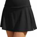 Swim Skirts for Women Tummy Control Bathing Suit Bottoms with Pocket Swimsuit Bottoms Only Black (Black, M)