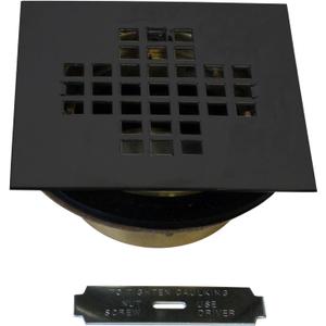 Westbrass D206BS-62 4-1/4" Square Grate Shower Drain Cover with 2" Brass Drain Pipe, Matte Black