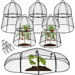 Decoroca 6 PCS Garden Cloches for Plants - Chicken Wire Plant Protectors from Animals, Outdoor Plant Cages to Keep Squirrels, Rabbits & Birds Out of Vegetable - DIY in 5 Forms - Sturdy Anti-Rust Dome
