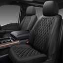 Premium Leather Car Seat Covers Front Pair,Universal Fit for Cars,Trucks&SUVs,Waterproof Car Seat Cushion,Full Coverage Car Seat Protector with 2 Seats,Black (Driver and Passanger (2 Seats)