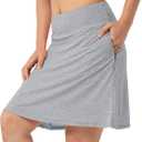 Women Skorts Skirts with Zipper Pockets,Athletic Golf Tennis Swim Skirts with 20" Knee Length for Women (Grey, Large)