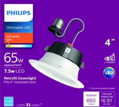 Philips 7.5-Watt (65-Watt) Retrofit Downlight LED Light Bulb