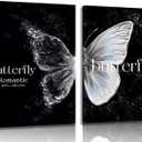 EAGLOG 2 Pieces Black and White Butterfly Wall Art Romantic Series Dreamy Starry Sky Modern Abstract Simple Painting Prints Artwork for Living Room Bedroom Wall Decor 16L x 12W Wrapped Canvas