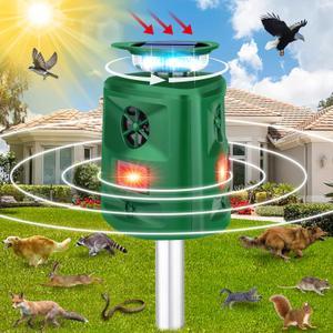 Solar Animal Repeller, 360Ultrasonic Animal Repeller, Cat Repellent Outdoor, Dog Repellent, Motion Sensor & Flashing Light, Repel Dogs, Deer, Fox, Raccoon, Skunk, Rabbit, Squirrels, Coyote Deterrent