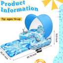 Motorized Pool Float for Adults with Canopy, Inflatable Pool Lounger with Dual Motors, Cup Holders, Foot Pump, Raft Holds up to 220lb, Electric Floaty for Lake Summer Water