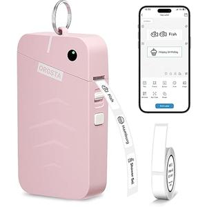 ORGSTA Label Maker Machine with Tape Bluetooth Portable Thermal Labelling Printer for School Home Office Organization, Wireless Mini Labeler S001 Label Machine with Label Sticker Maker, Pink 