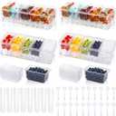 LemonRoad 4 Set Clear Ice Cream Toppings Containers with Forks, Clip, one size