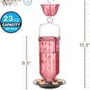 Nature’s Way Rosewood Column Gravity Glass Hummingbird Feeder for Outdoor Décor, 23 oz Nectar Feeder with 6 Flexible Flower Ports, Continuous Perch Ring, Built-in Ant Moat & Easy-Clean Design