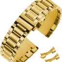 Stainless Steel Watch Band 14mm 15mm 16mm 17mm 18mm 19mm 21mm 20mm 22mm 23mm 24mm Universal Metal Watch Strap Smartwatch Replacement Band Men Women fit Most Traditional Watches (Gold)
