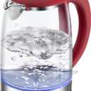 Cosori Electric Kettle, No Plastic Filter & Spout, Tea Kettle & Hot Water Boiler For Coffee & Tea, Water Heater & Teapot, Automatic Shut Off, Borosilicate glass, Red, 1.7L/1500W