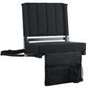 SPORT BEATS Stadium Seats with Back Support Bleacher Chairs with Back and Cushion Thick Padded Bleacher Seats Includes Shoulder Strap Black 1pc Regular - 17" W x 12" D x 16.5" H