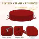 Outdoor Bistro Chair Cushions Set of 2, 3-Layer Waterproof Round Outdoor Seat Cushions with Removable Covers for Patio Furniture, 15" D x 3" H, Red