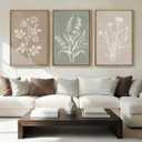 Anyzal Extra Large Boho Botanical Framed Wall Art 24x36 Inch Farmhouse Floral Canvas Wall Decor Neutral Minimalist Plant Painting for Living Room Bedroom Dining Room Set of 3