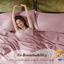 SONORO KATE 100% French Pure Linen Sheets, Breathable and Durable Linen Queen Size Sheets, Anti-Tear Linen Bed Sheets, Machine Washable, 16 Inch Deep Pocket - 4 Piece (Embroidery Purple, Queen)