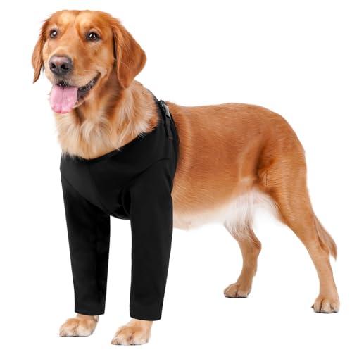BARKLESS Dog Surgery Recovery Suit for Front Leg, Breathable & Soft Dog Long Front Leg Sleeve Shirt to Stop Licking, Adjustable|Comfortable Male Female Wound Cover, Pet Cone Alternative (Black, XL)