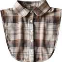 Womens Classic Plaid Fake Collar Detachable Dickey Collar Half Shirts Blouse False Collar Top for Women Outfits (B Coffee Brown B)