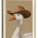 Cowboy Duck Wall Art Western Picture Funny Animal Canvas Print 16x24in
