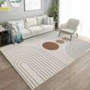 Boho Rug 3x5 Modern Geometric Minimalist Abstract Line Area Rug for Entryway Living Room Neutral Beige Mid Century Modern Machine Washable Non-Slip Printed Low-Pile Floor Carpet for Kitchen Bedroom