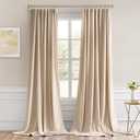 MIULEE Back Tab Beige Curtains 102 Inch Long 2 Panels Set for Living Room Bedroom, Cream Rod Pocket/Pinch Pleated Light Blocking Thermal Insulated Room Darkening Floor to Ceiling Blackout Drapes, Cream Beige