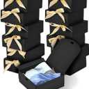 WLUSEAXI 12pack Small Gift Boxes with Lids for Presents, 4.5''x4.5''x2'' Black Gift Boxes with Ribbons, Party Gift Boxes for Packaging Wedding, Present, Birthday, Holiday, Galentine's Day