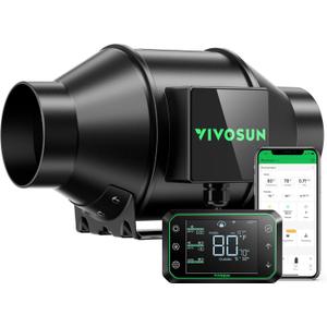 VIVOSUN AeroZesh G4 Inline Duct Fan, Quiet 4" 195 CFM Ventilation Exhaust Fan w/EC Motor and GrowHub E42A Temperature Humidity WiFi-Controller for Heating Cooling Booster, Grow Tents, Hydroponics