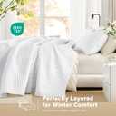 Comfort Spaces White Oversized Queen Quilt Set 102"x118" Bedspread Quilted Summer Lightweight Microfiber Bedding Coverlet with Double Sided Stitching Soft All Season Cozy 3 Piece with Matching Shams