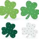 2 x St. Patrick's Day Shamrock Decorations,Wooden Saint Patrick Day Irish Ornament Wood Sign Tiered Tray Decor Set of 4,Green Clover Table Top Decoration for Home, Shelf, Door,Office Party