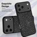 MZELQ for iPhone 17 Pro Case, Silicone Wave Ripple Cute Pattern, Support for MagSafe, Kickstand Wristband Camera Protection Soft Slim Phone Case for Girls Women -Black