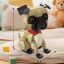 KAZI Ideas Pug Dog Building Toy Sets for Kids Ages 8+, Adorable Dogs Figures with Replaceable Eyes Accessories,Gifts for Dog Lovers,Puppy Model for Boys Girls Who Love Animals,Easter Basket Stuffers