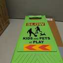 XPCARE 24 Inch Kids Playing Sign, 2 Pack, Green, Plastic, Safety Sign, Traffic, Functional, Attention-Grabbing