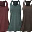 Womens Flowy Racerback Tank Top Lightweight Athletic Sleeveless Workout Gym Shirt Regular & Plus Pack of 3 XL