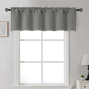 Gwine Light Grey Valance for Windows, Small Blackout Valance Kitchen Curtains for Bathroom Basement, Modern Rod Pocket Thermal Insulated Window Treatment, 60" Wx14 L, 1 Piece