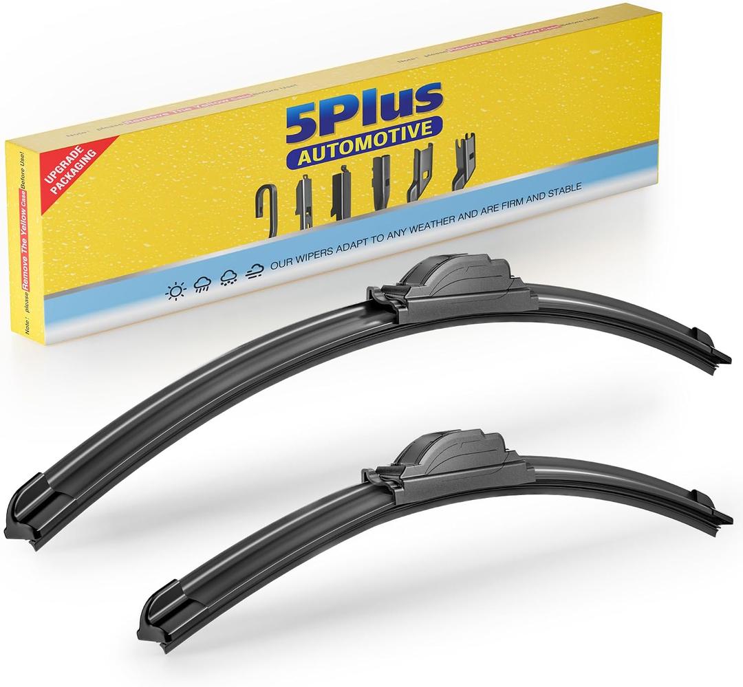 5 PLUS 24 and 21 Inch Front Wiper Blades 2-Pack, Size Pair Options | Windshield Wiper Size Pairs, Multi-Adapter Design, Smooth Wiping, All-Weather Performance, Easy Install
