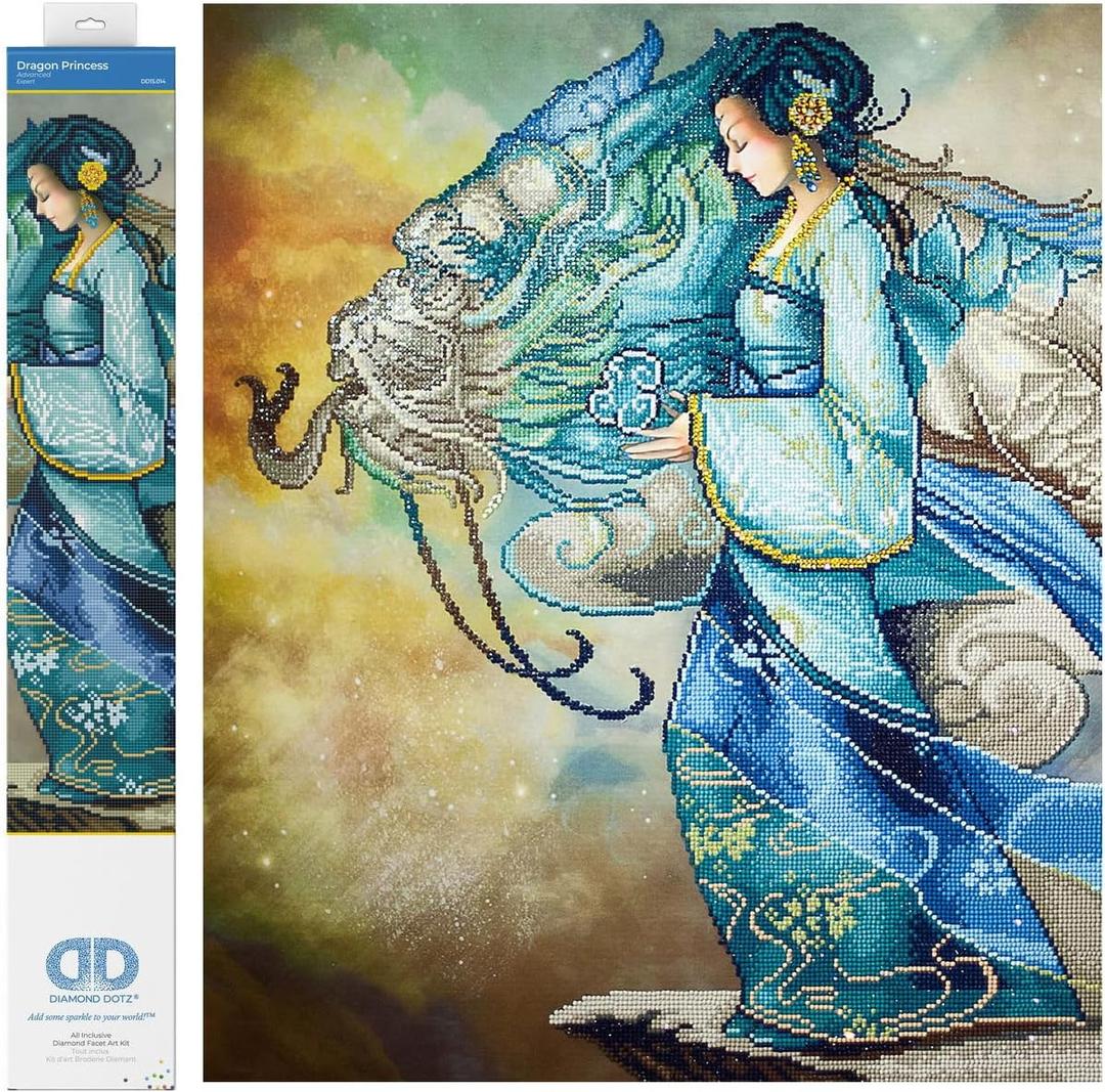 DIAMOND DOTZ Dragon Princess Diamond Painting Kits for Adults - Diamond Art Kits a Relaxing Creative Craft Kit with Dotz Gems 26.4x33.5
