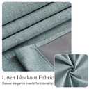 NICETOWN Linen Curtain for French Door - 100% Blackout Self Adhesive Window Curtain Thermal Insulated Privacy Door Blinds for Sidelight Curtains, 26 x 64 inch Long, Skylark Blue, 1 PC