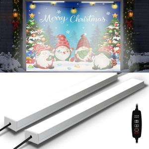 2 in 1 Garage Door LED Lights, Fit Garage Door Christmas Cover 7x8FT, Timer and Easy to Install, Lights up Garage Door Decorations-Magnets-Banner(Not Included Garage Door Cover)
