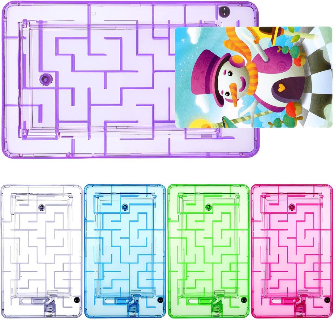 Skylety 5 Pcs Money Puzzle Box Gift Card Box Plastic Puzzle Card Holder Fun Maze Intellectual Pinball Machine Game for Teens and Adults Birthday Party Favors(Clear, Blue, Purple, Pink, Green)