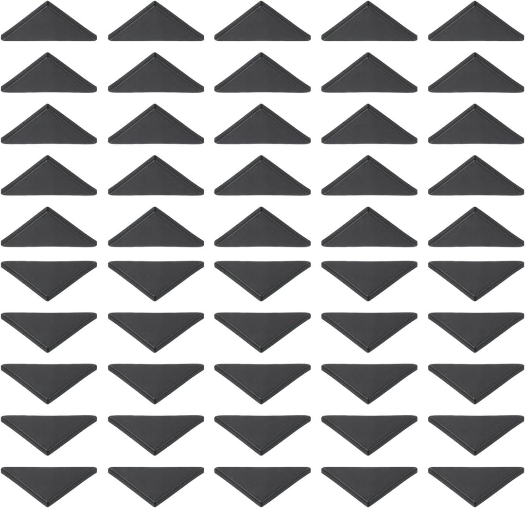 PATIKIL 35 x 35 x 3mm Corner Protectors, 50pcs Shape Triple-cornered Glass Table Corner Covers for Glass Metal Sheets Mirror Ceramic Tile Black