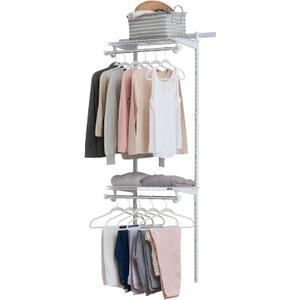 Rubbermaid Configurations Custom Closet Kit 2-4 Ft. Adjustable Metal Wire Shelving White Finish Expandable Organization System Hardware Included for Home Closet/Pantry/Laundry/Mudroom