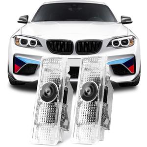 Never Fade HD Door Light Logo Projector Compatible with 1/2/3/4/5/6/7/M/X/Z/GT Series Accessories, 2Pcs 3D LED Ghost Shadow Laser Car Courtesy Step Light Puddle Lamps (ClassicBlueWhiteLogo)