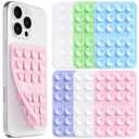 Anteel 6 Pack Double Sided Silicone Suction Cup Phone Case Mount, Hands-Free Strong Grip Silicon Phone Holder for Selfies and Videos, Non Slip Phone Accessories 2.36"x3.66"