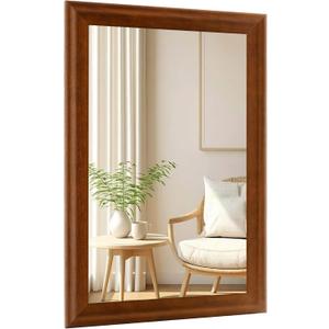 CULER Rustic Wood Wall Mirror for Bathroom,Rectangle 24 x 36 inch Hanging Vanity Mirrors with Wooden Frame for Living Room,Bedroom,Entryway(Walnut Brown)