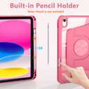 Wenlaty for iPad A16 11th Generation Case 11 Inch 2025, for iPad 10th Generation Case 10.9 Inch 2022 with Pencil Holder, 360 Rotating Protective Cover, Detachable Magnetic Back,Watermelon Pink