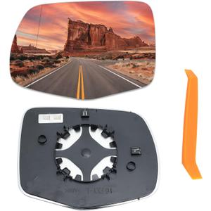 Left Driver Side Heated Mirror Glass Compatible with 2016-2022 Honda Pilot 2017-2024 Ridgeline 2019-2024 Passport Left Side LH Rear View Mirrors Replacement with Backing Plate