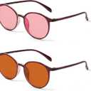 BRADDELL Indoor FL-41 Rose & Outdoor FL-60 Brown Tinted Migraine Light Sensitivity Glasses for Fluorescent LED Glare, Photophobia and Concussion (MEDIUM-SMALL)