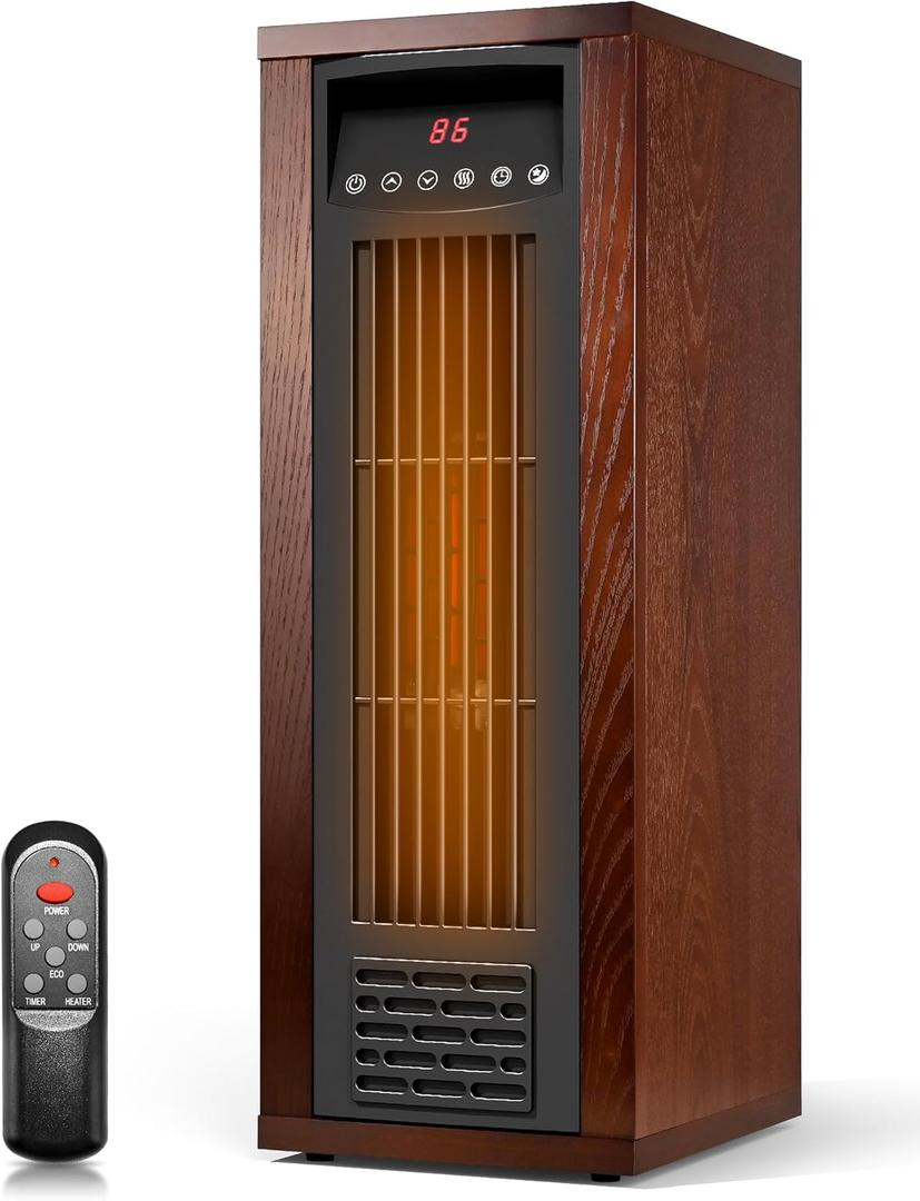Infrared Heaters for Indoor Use - Portable Infrared Quartz Space Heater with Thermostat, 24'' Tower Heaters for Indoor Use, Bedroom, Home Office, 1500W, Child Lock, Multi-Protection,3 Heat Modes