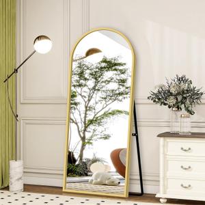 Full Length Mirror with Stand - 57" x 20" Arched Full Body Mirror with Aluminum Alloy Frame, Wall-Mounted/Leaning Against Wall/Standing Floor Mirror for Bedroom, Living Room, and Entryway