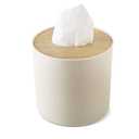Zimon Toilet Paper Roll Dispenser with Bamboo Lid, Decorative Round Paper Holder, Bathroom Tissue Box Cover
