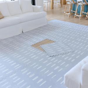 Little Landings Baby Play Mat for Floor - Shoreline (6x8ft) - Interlocking EVA Foam Play Mat Tiles for Babies & Toddlers, Non-Toxic Playmat for Tummy Time, Crawling & Playroom - Rug-Look Design